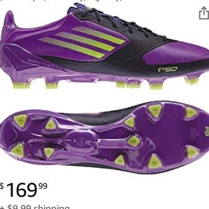Adidas girls soccer cleats purple yellow size 8.5.